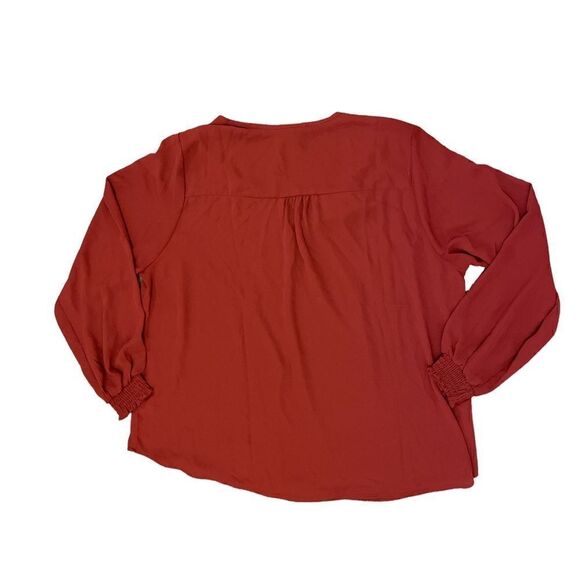 PLEIONE Plus Size V Neck Pocket Hem Long Sleeve Blouse Size 1X - Picture 8 of 9